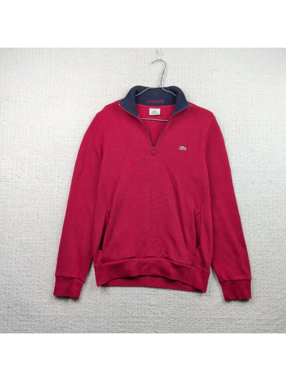Lacoste Red Quarter Zip Pullover Sweatshirt Men Sz 4 Preppy Academia Golf Tennis